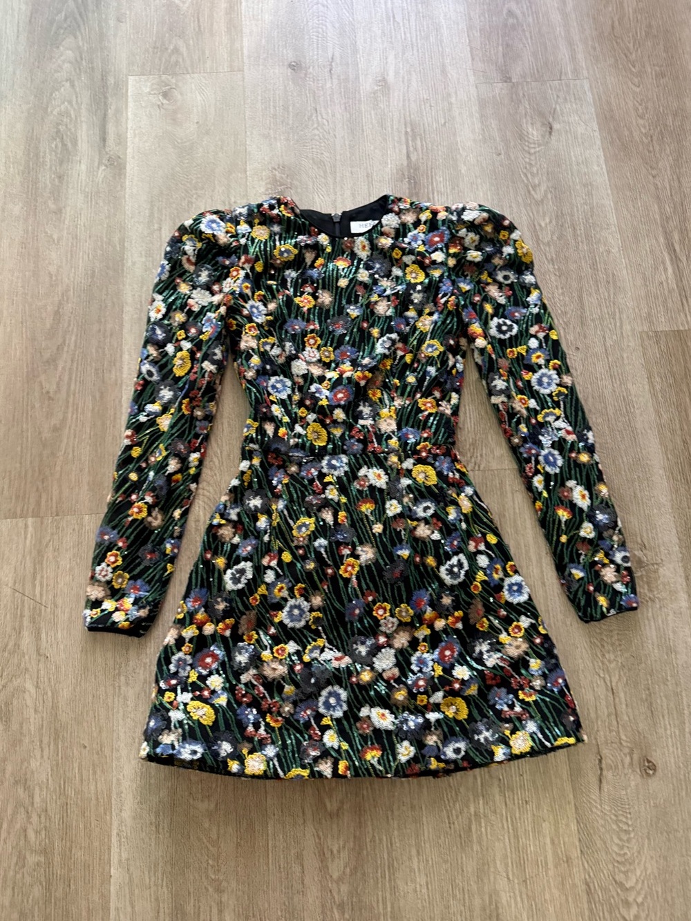 helsi ines floral sequin embroidered long sleeve mini dress size XS NEW